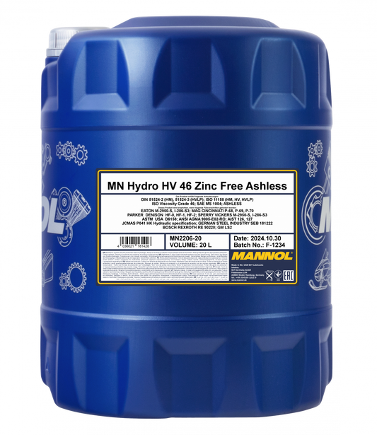 Mannol MN2206 Hydro HV ISO 46 Zinc Free, 208 liter